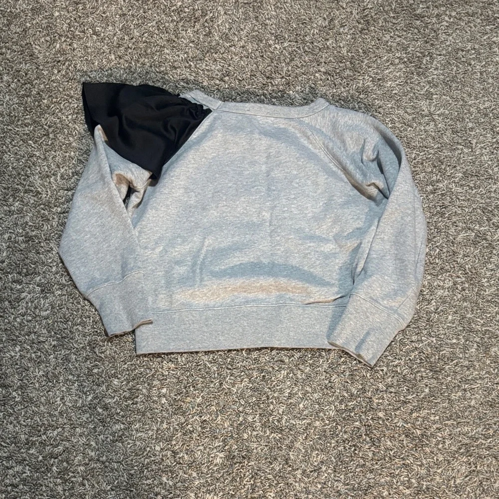 J. Crew Gray Sweatshirt with Black Ruffle